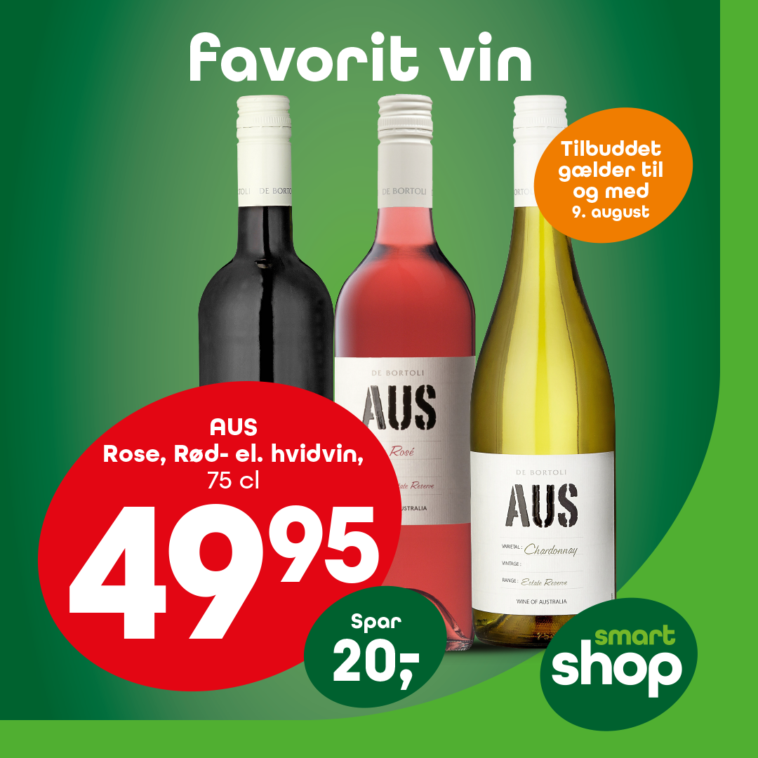 AUS Rosé, rød- eller hvidvin 75 cl — 49,95